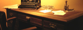 Desk and typewriter