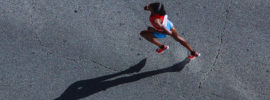 A woman running in a race